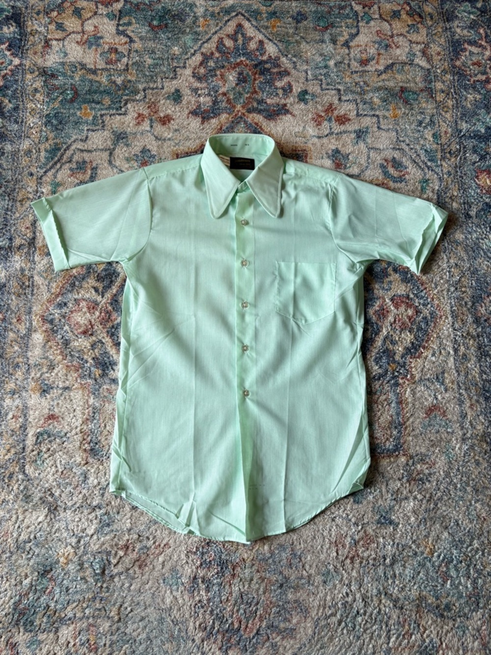 Vintage 70s Sears Pinstriped Green Button-up Shirt Medium